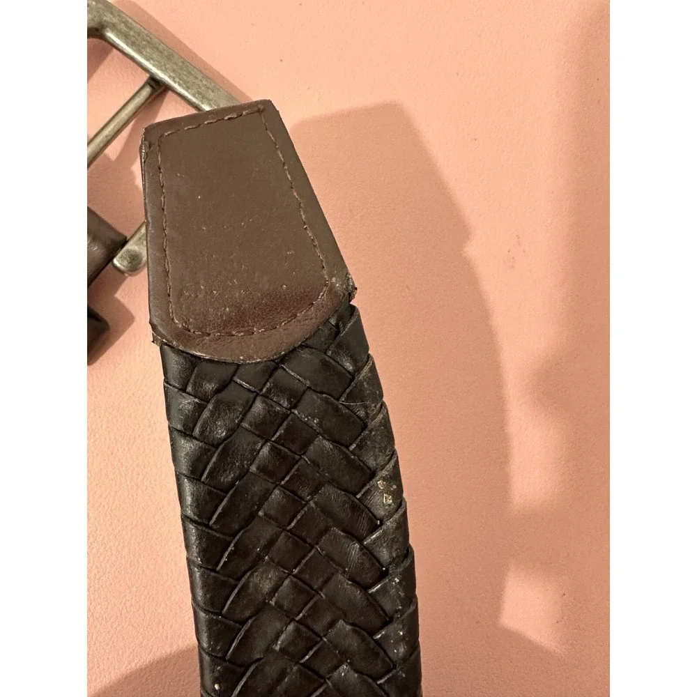 Wrangler Woven Leather Belt Black Brown Mens Adjustable 48